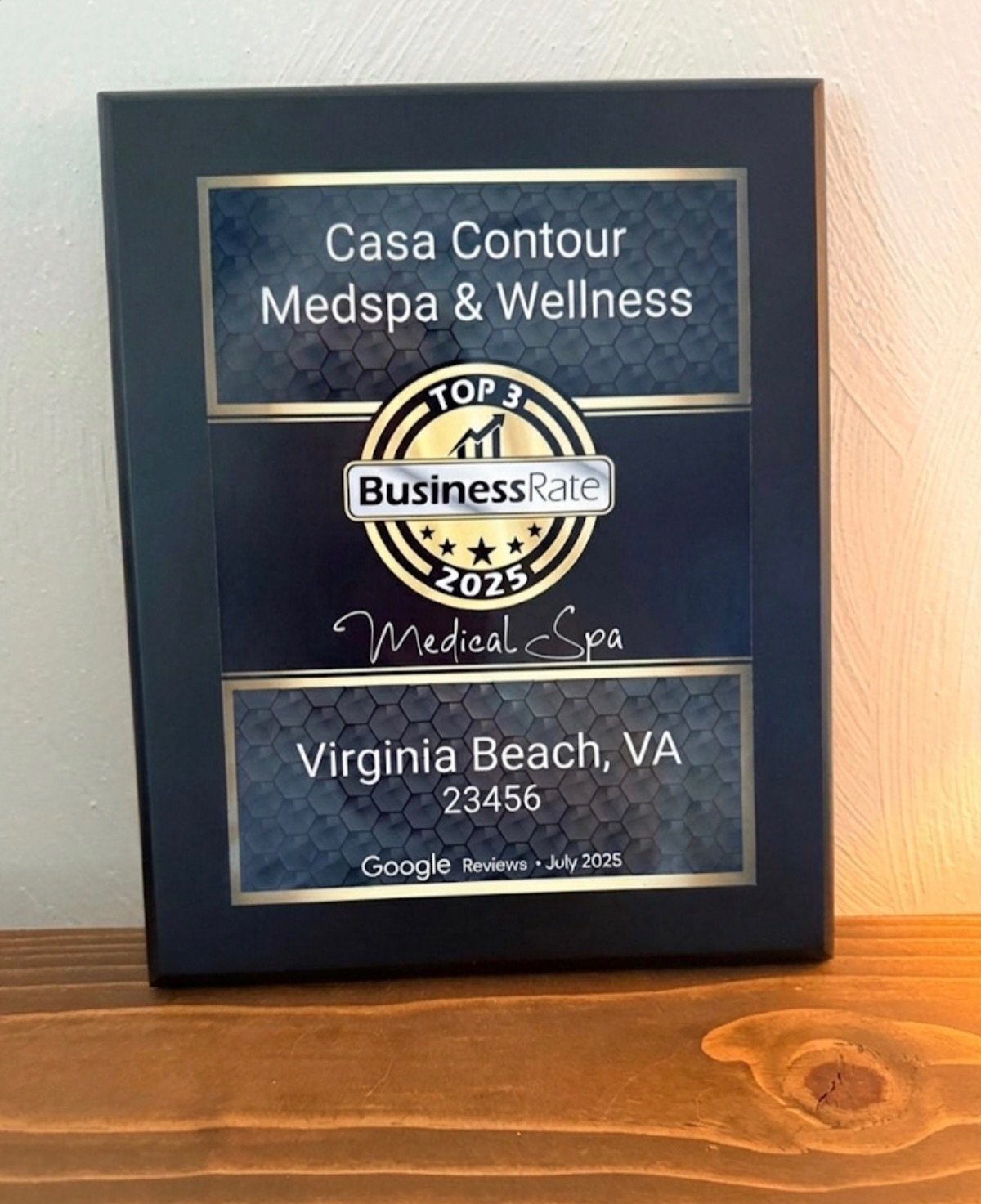 Casa Contour BusinessRate Top 3 Medical Spa 2025 recognition in Virginia Beach